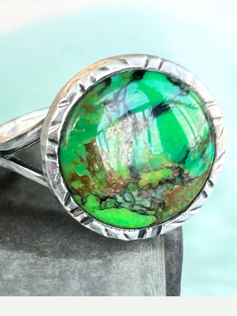 Vintage Mojave Turquoise Stamped Sterling Silver 925 Ring